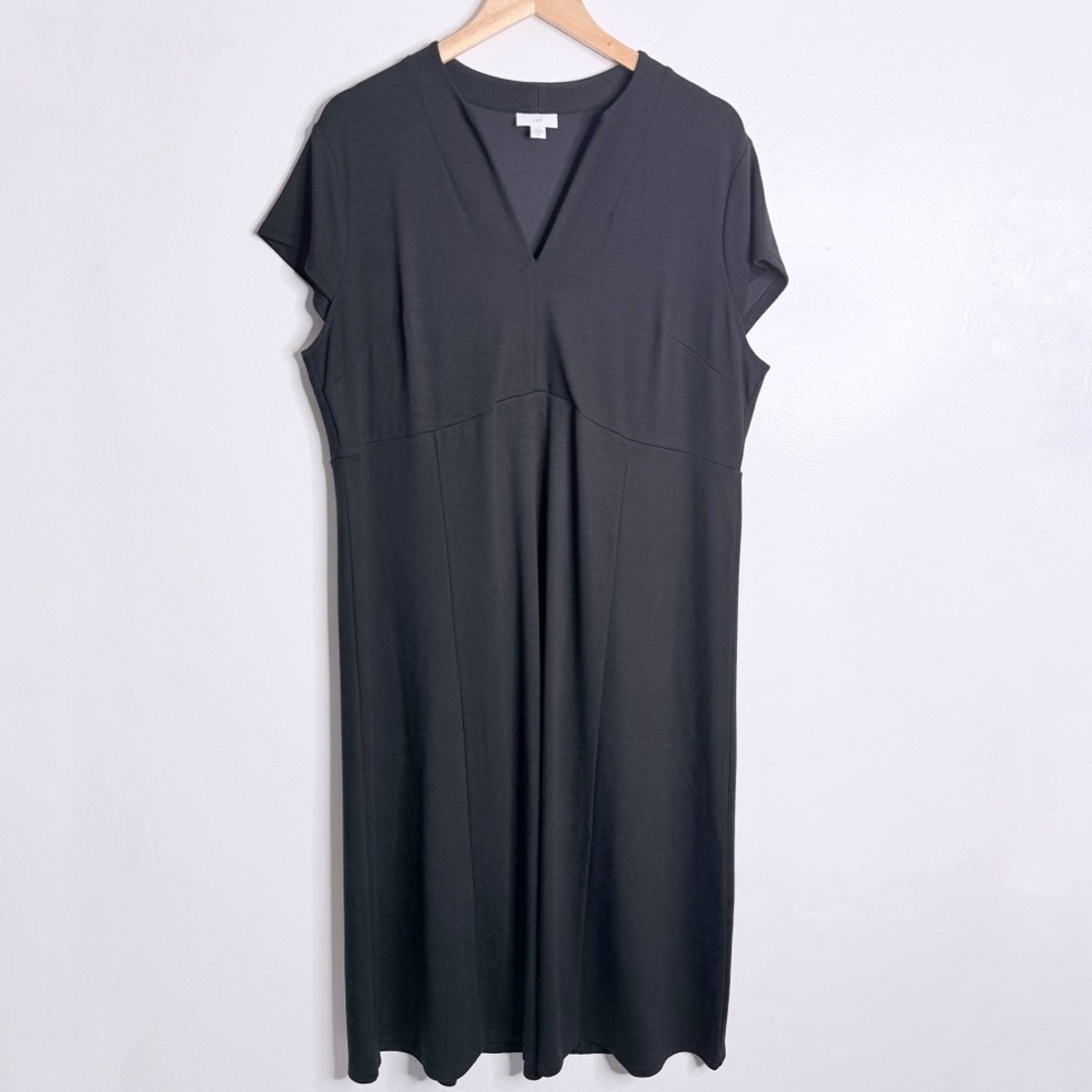J. Jill Black Cap Sleeves V-Neck‎ Dress Stretch Casual XL Minimalist Effortless